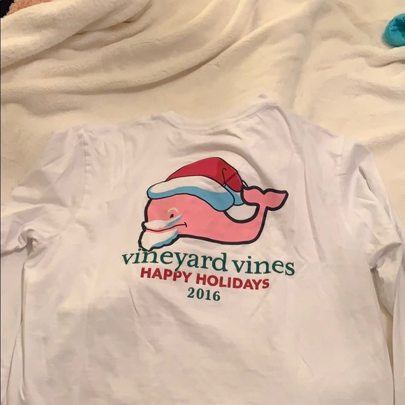 Long Sleeve white christmas vineyard vines shirt - Picture 2 of 2